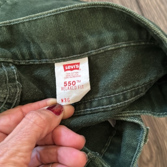 Vintage Levi's Dark Green Jean Shorts jorts 550 relaxed orange tab - Picture 8 of 12
